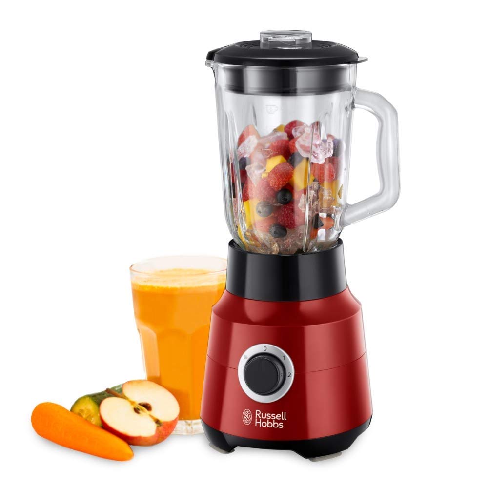 Russell Hobbs Standmixer [1,5l Glasbehälter] Desire Rot (starker 0.9PS Motor, Impuls-/Ice-Crush-Funktion, Edelstahlmesser, BPA-frei Mixer, elektrischer Zerkleinerer, Smoothie-Maker) 24720-56