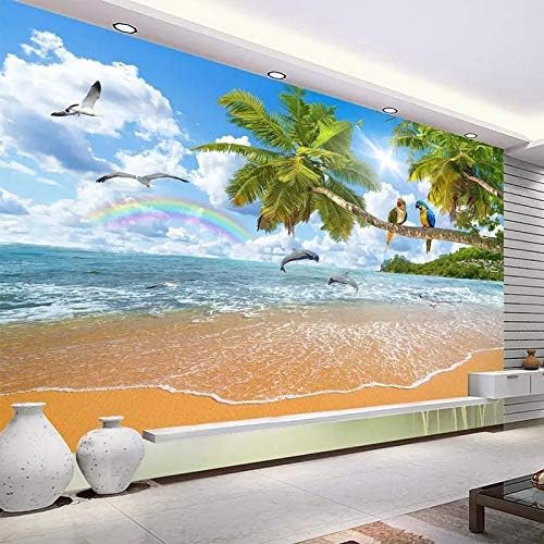 XLMING Seascape Papageienlandschaft Küche Esszimmer Arbeitszimmer Wohnzimmer TV Hintergrund Wand 3D Tapete-350cm×256cm