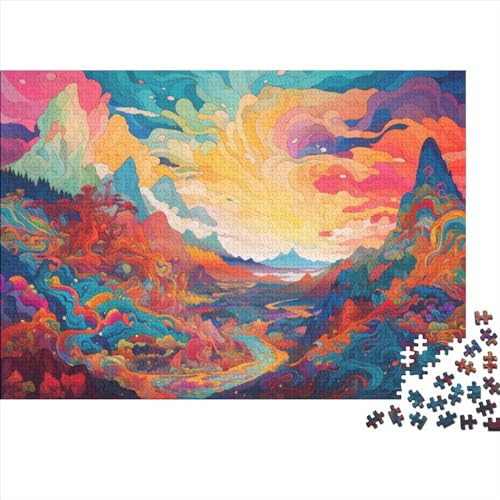 Psychedelische Puzzles 1000 Teile Holzpuzzles Holzpuzzles Puzzles für Erwachsene Teenager für Erwachsene 1000-teilige Puzzles (Größe 75x50cm)