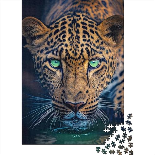 Kunstpuzzle für Erwachsene 1000 Teile, Thirsty Leopard, Holzpuzzle für Teenager, Geschenke, Lernspielzeug, Familienspiele 29,53x19,69 Zoll