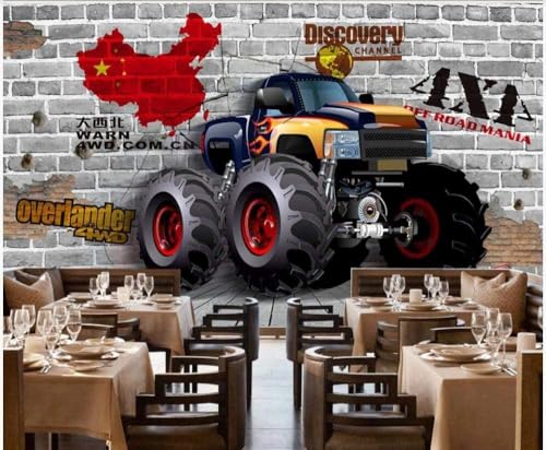 Oldtimer-Mauerwagen 3D Tapete Poster Restaurant Schlafzimmer Wohnzimmer Sofa TV Dekorative Wand-430cm×300cm