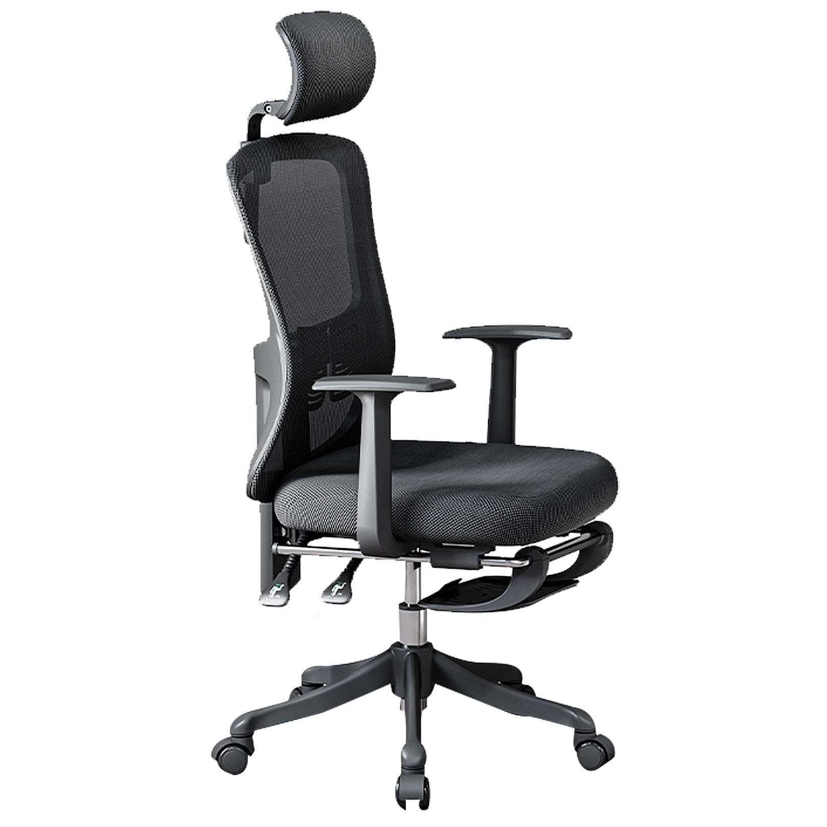 Schreibtischstuhl, ergonomischer Bürostuhl, Home-Office-Stuhl mit mittelhoher Rückenlehne und größerer Sitzfläche, atmungsaktiver Computer-Drehstuhl mit Rollen, Lordosenstütze und Armlehnen, Kippfun