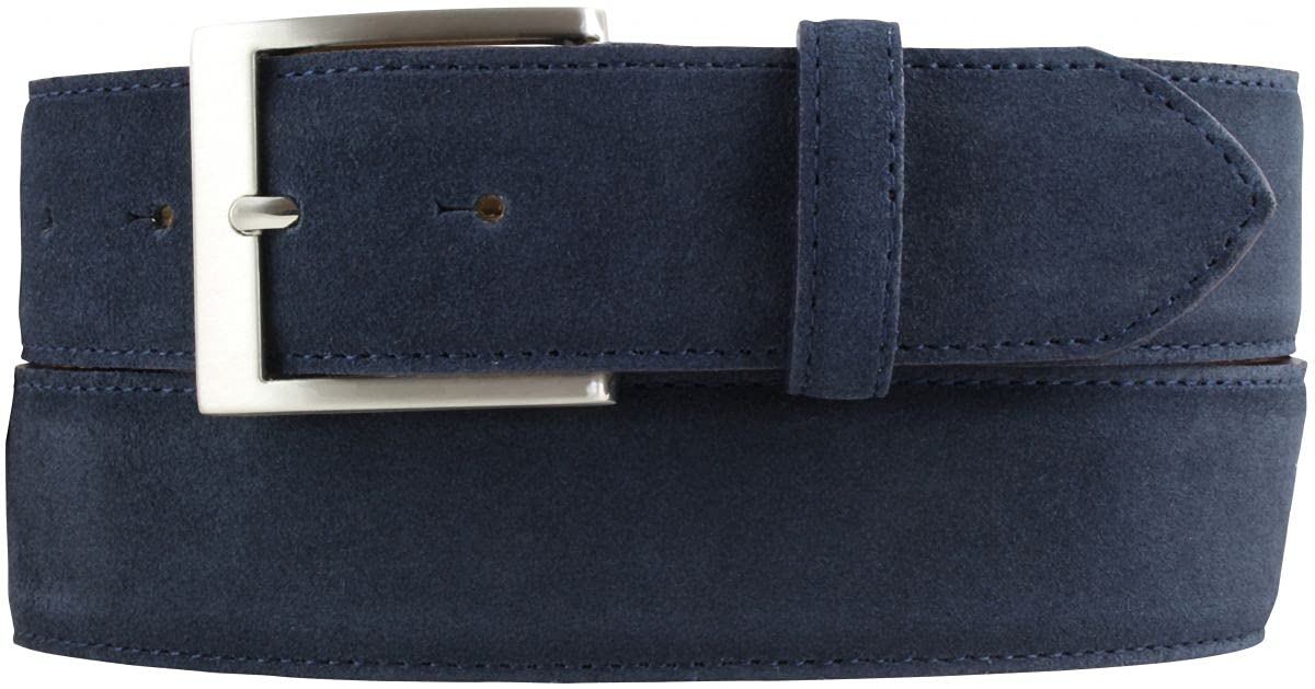 BELTINGER Gürtel aus Veloursleder 4 cm | Hochwertiger Velour-Ledergürtel für Herren 40mm | Herren-Gürtel Wildleder-Gürtel 4cm | Marine 85cm