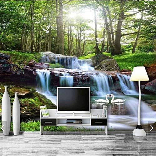 Wasserfall Naturwald 3D Tapeten Wanddekoration Fototapete Sofas Wohnzimmer Wandbild Schlafzimmer-200cm×140cm