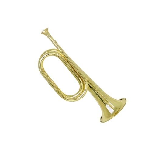 Standard Trompete Militärisches Signalhorn aus Messing Kavalleriehorn militärisches Ladehorn Tritthorn aus reinem Kupfer Blechblasinstrument(Color:Silver)