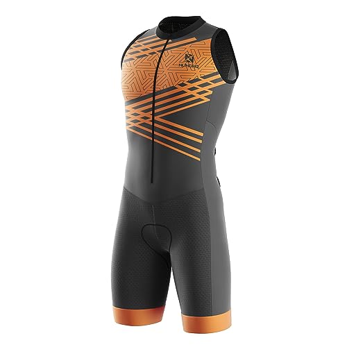 Triathlon Anzug Herren Herren Radsportanzug gepolstert einteilig Trisuit Bike Top Short Trisuit Einteiler für Wettkampf Run, Cycle, Swim (TYP-6,L)