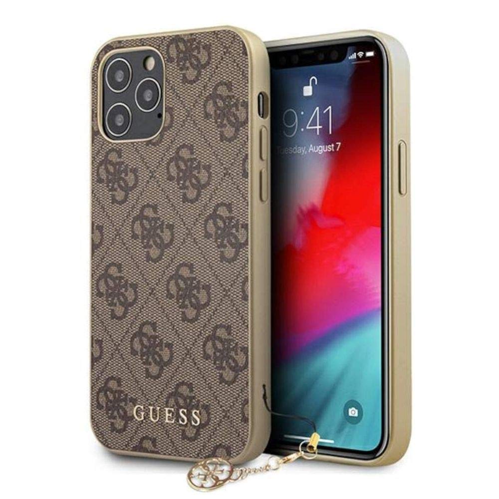 Guess GUHCP12LGF4GBR 4G Charms Collection Schutzhülle für Apple iPhone 12 Pro Max, Braun