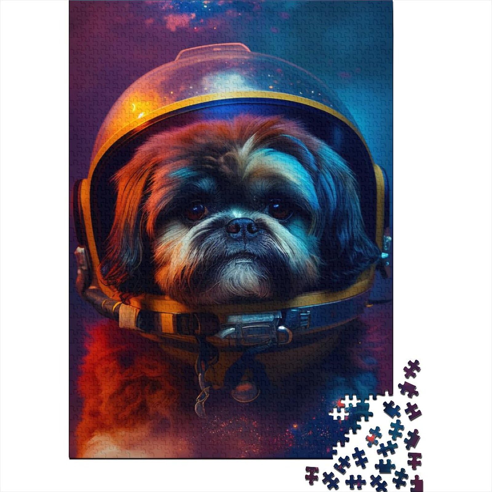 Space Shitzu Holzpuzzle für Erwachsene und Teenager, 1000 Teile für Erwachsene, schwierige Puzzles, Holzpuzzles für Erwachsene und Teenager (Größe 29,53 x 19,69 Zoll)