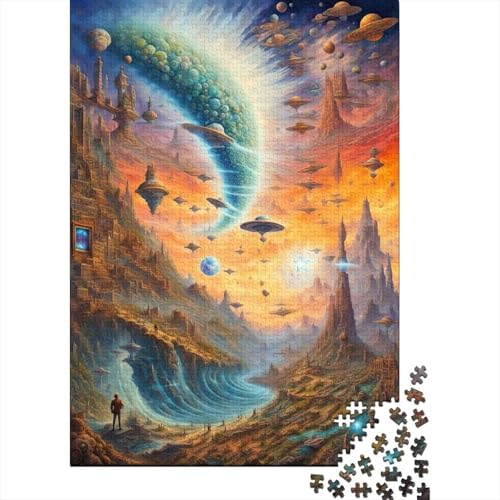 Surreale Kunst, Holzpuzzle, Puzzle für Erwachsene und Teenager, 1000 Teile, Puzzle für Erwachsene, lustige Familienpuzzles für Erwachsene, 75 x 50 cm