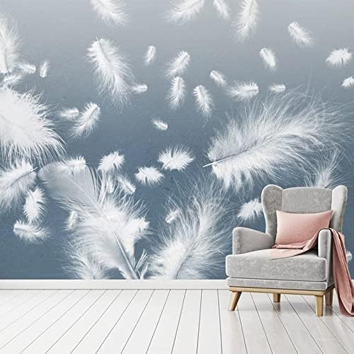 XLMING Weiße Feder Mode Blau Aquarell 3D Tapete Home Dekoration Wohnzimmer Sofa Schlafzimmer Tv Hintergrund Wand-200cm×140cm