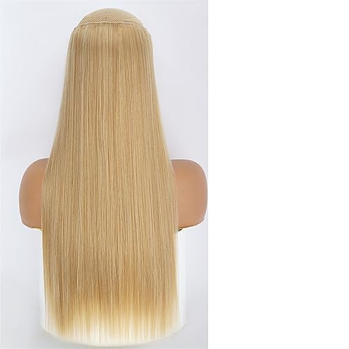 Clip-in-Haarverlängerungen Dickes, langes, glattes, synthetisches, langes, glattes 5-Clip-in-Haarteil, 55/80 cm, hitzebeständig, einteiliges Kunsthaarteil for Frauen, natürliches Schwarzbraun Clip-in-