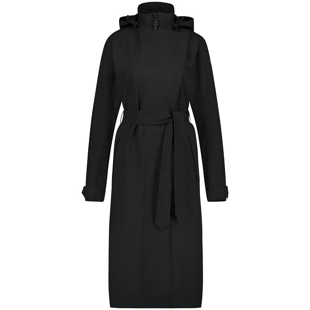 AGU Trench Coat Long Regenjacke Urban Outdoor Damen All Black S