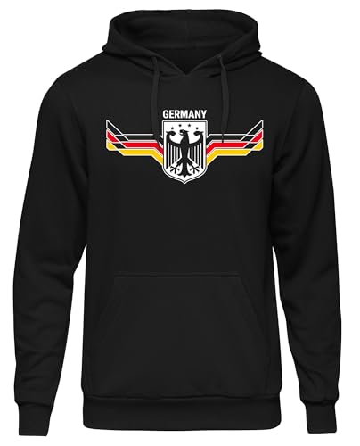 UGLYSHIRT Deutschland Herren Kapuzenpullover | Deutschland Pullover Deutschland Trikot Fanartikel Fussball EM WM Deutschland Flagge Germany Hoodie | M6 Schwarz (4XL)