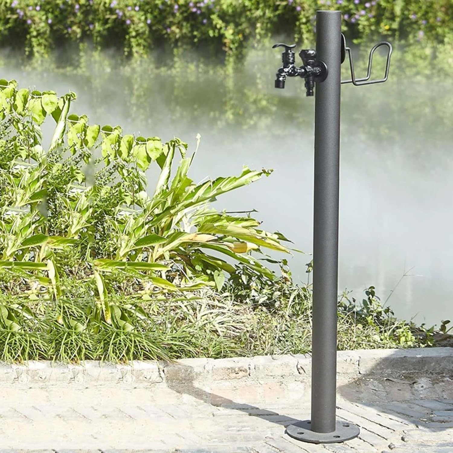 Freistehende vertikale Gartenwassersäule für den Außenbereich, Bewässerungsbrunnenpfosten aus Edelstahl, Gartenschlauchständer mit Vollkupferhahn, dekorativer Gartenhydrant, bodenmontierte W