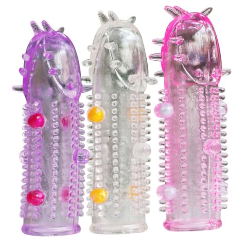 3Pcs Crystal Big Granule Male Condom Bundle Semen Ring G-Spot Extended Delay Flirt Condom (D-3PCS)