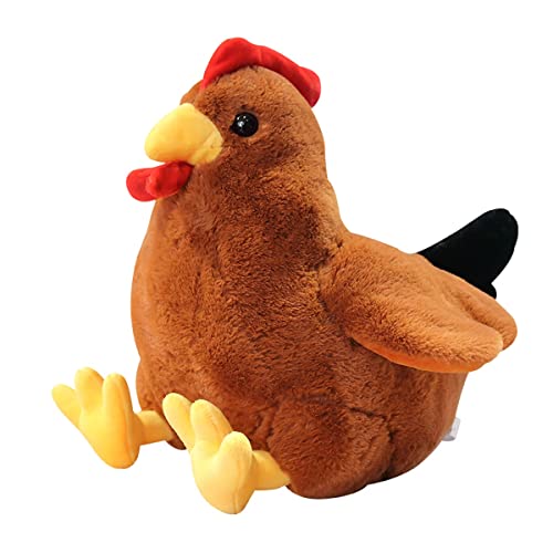 DANAIM Simulation Huhn Plüschtier Kreative Süße Henne Puppe Weiche Realistische Huhn Hahn Kuscheltiere Heimdekoration Geschenk for Kinder Geburtstag Weihnachten(Brown,30cm)