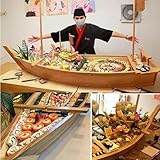 Gvqng Sushi-Boot aus Holz, Sushi-Teller in Bootsform, Sashimi-Sushi Bambusteller, Japanischer Stil Bambus-Sushi-Tablett Vorspeisenteller, für das Restaurant zu Hause,A,60 * 21cm