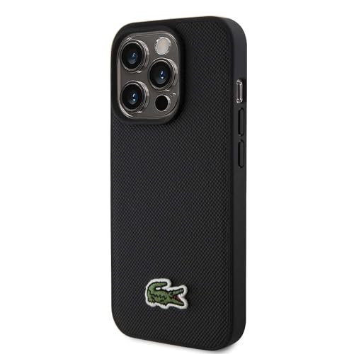 Lacoste LCHMP15LPVCK Hülle für iPhone 15 Pro 6.1" Schwarz hardcase Iconic Petit Pique