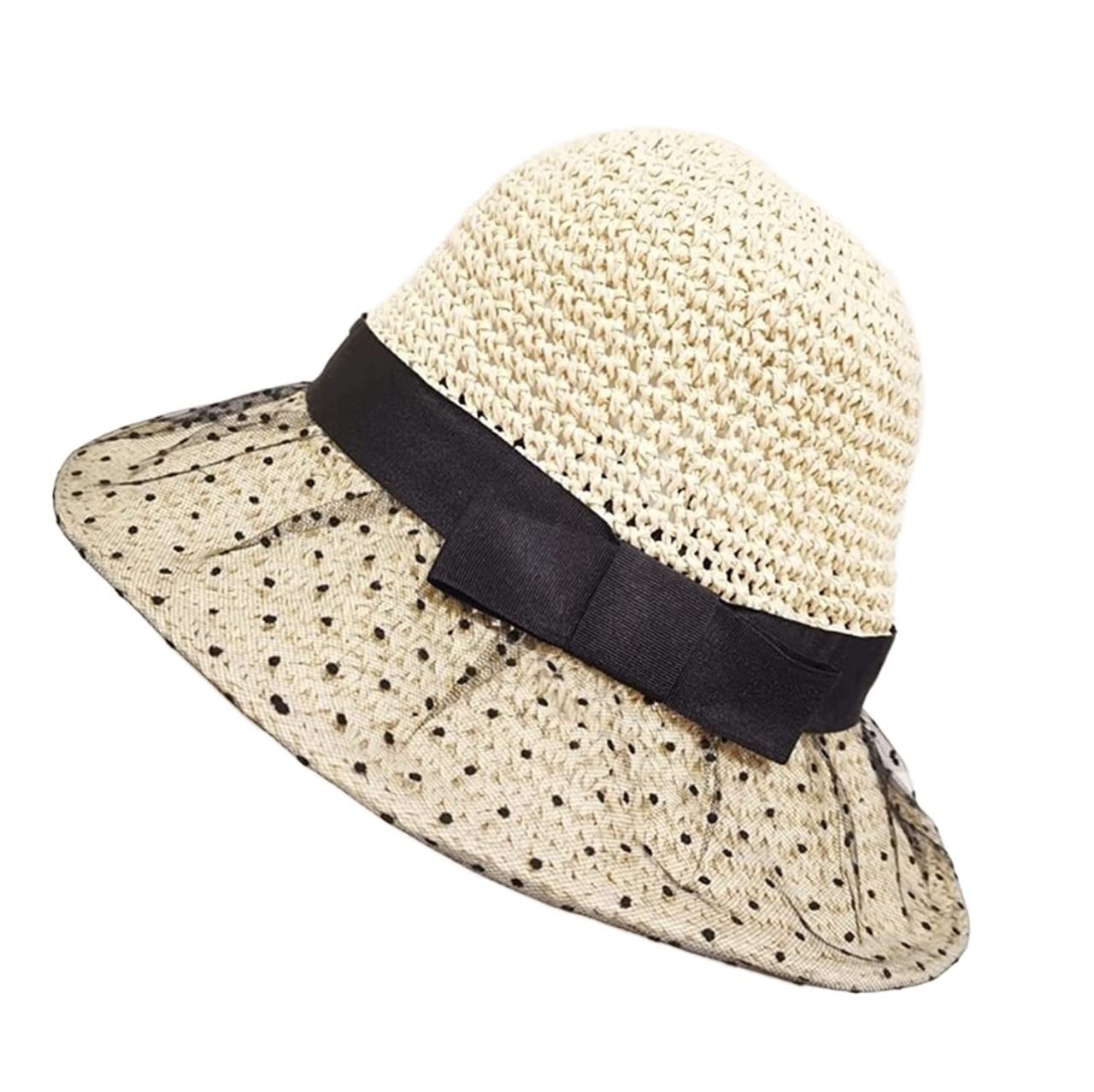 YIHANSS Sonnenhut Strandhut Faltbarer Strohhut Damen Strand Sonnenhut Handgemachter Hut Spitze Bucket Hat Sommer Strohhut Hüte Eine Farbe