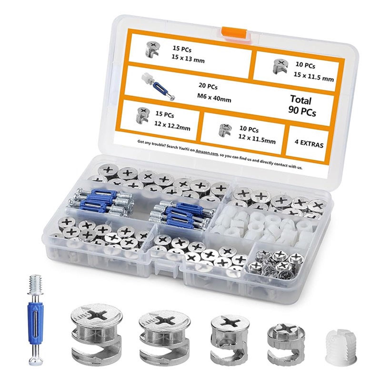 90 3-in-1-Stecker Möbelschrauben Exzenterrad Verbindungsbolzen Nocken Stecker Hardware