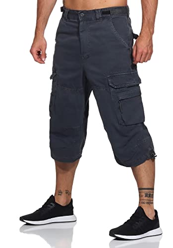 Jet Lag Herren 3/4 Cargo Shorts Safety B Kurze Hose mit Seitentaschen Asphalt 4XL