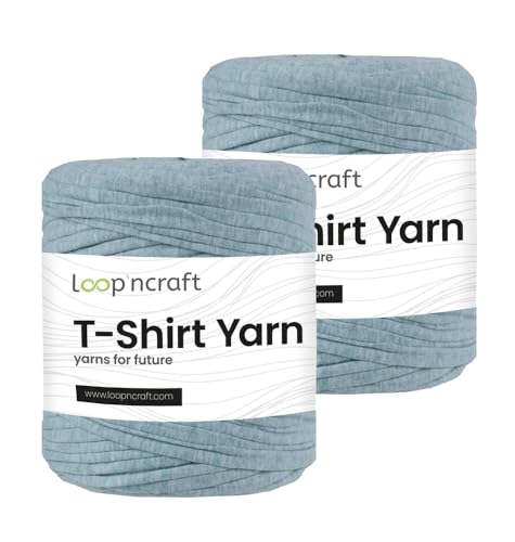 Textilgarn 2er-Set, Stahlblau, Loopncraft, 2 X 750g, T-Shirt Yarn, Recyling Garn