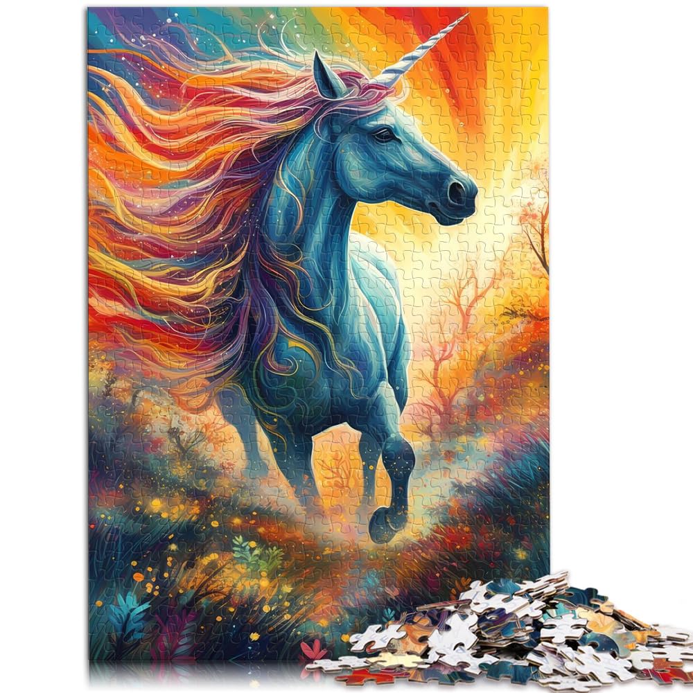 Spielgeschenk Puzzle Einhorn Pferd Fantasie 1000 Puzzles für Erwachsene Holzpuzzles Schwierige schwere Puzzles für Frauen Männer 1000 Teile (50x75cm)