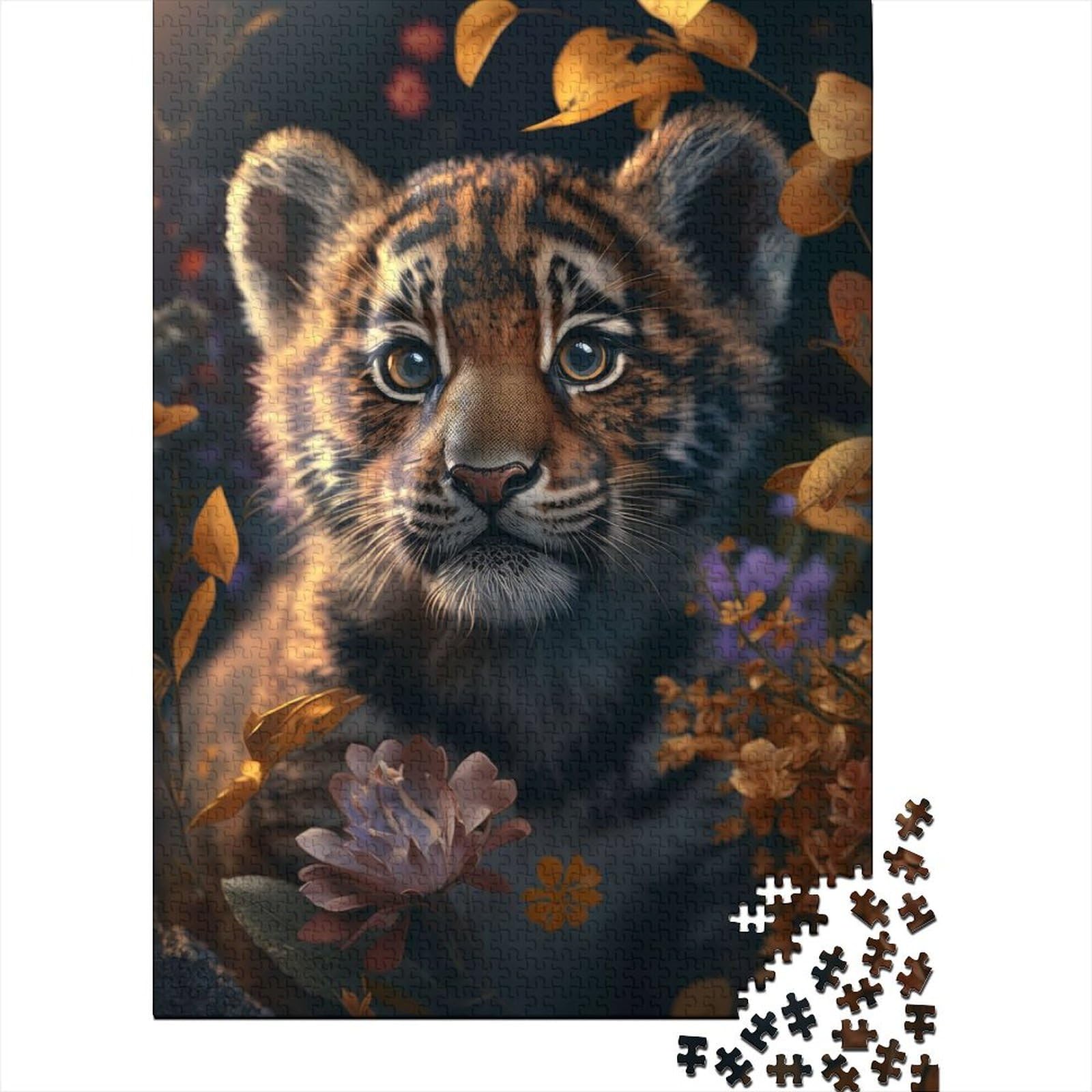 Niedliches kleines Tigerjunges, Holzpuzzle für Erwachsene und Teenager, 500 Teile, Puzzle-Geschenk, Holzpuzzle für Erwachsene und Teenager (Größe 20,47 x 14,96 Zoll)