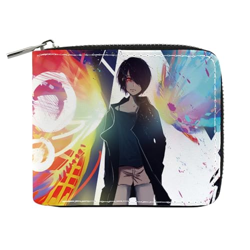 RYNDEX Tok-yo Gho-ul Anime Geldtasche, Leder Geldbörse mit Reißverschluss-Design, Geldbörse Geldbeutel Portemonnaie für Geschenkidee(Color:Multicolor 4)