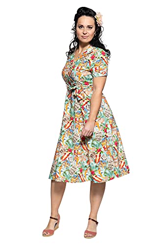 Queen Kerosin Damen Sommerkleid | Baumwolle Viskose | Pin-Up Print | Regular Fit