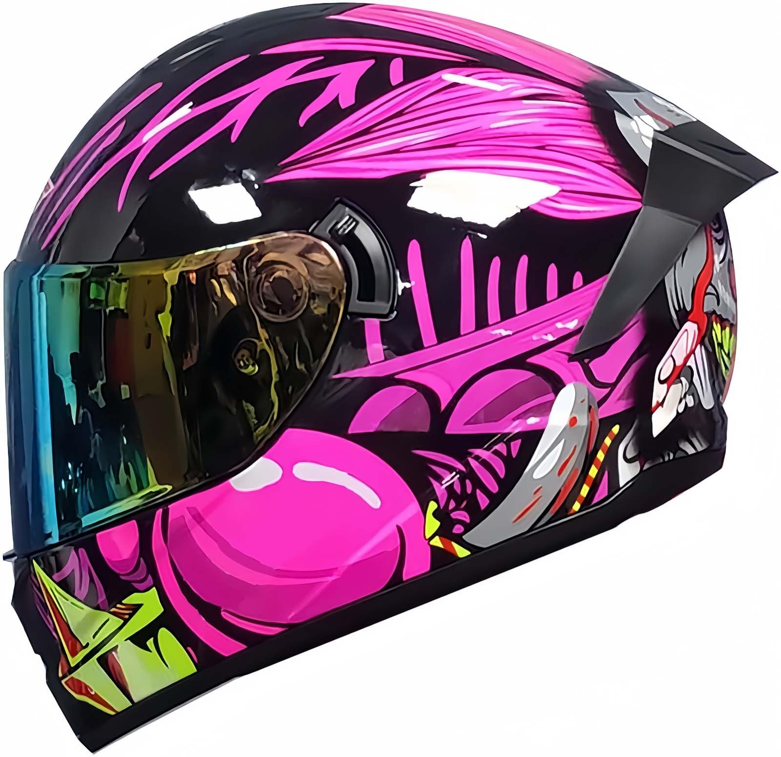 Integral-Motorradhelm Mit Doppeltem Antibeschlag-Visier, DOT/ECE-Zugelassener Integral-Motorradhelm Für Männer, Frauen, Erwachsene D,L59~60CM