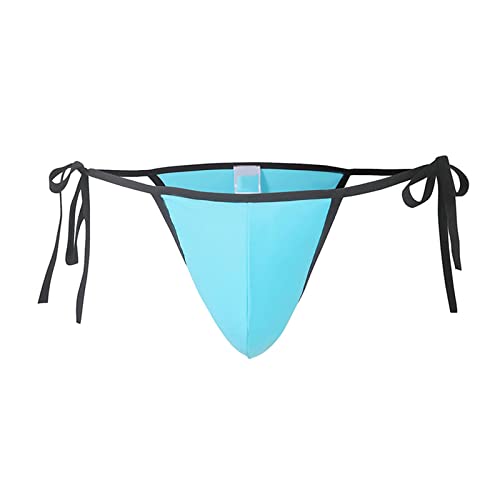 ALANZE Herren-Bikini-Badebekleidung Mit Futter Tether-Badehose Gay-Tanga-Badehose Sissy-Wäsche Für Mann-Badeanzug,L102 Himmelblau,XXL