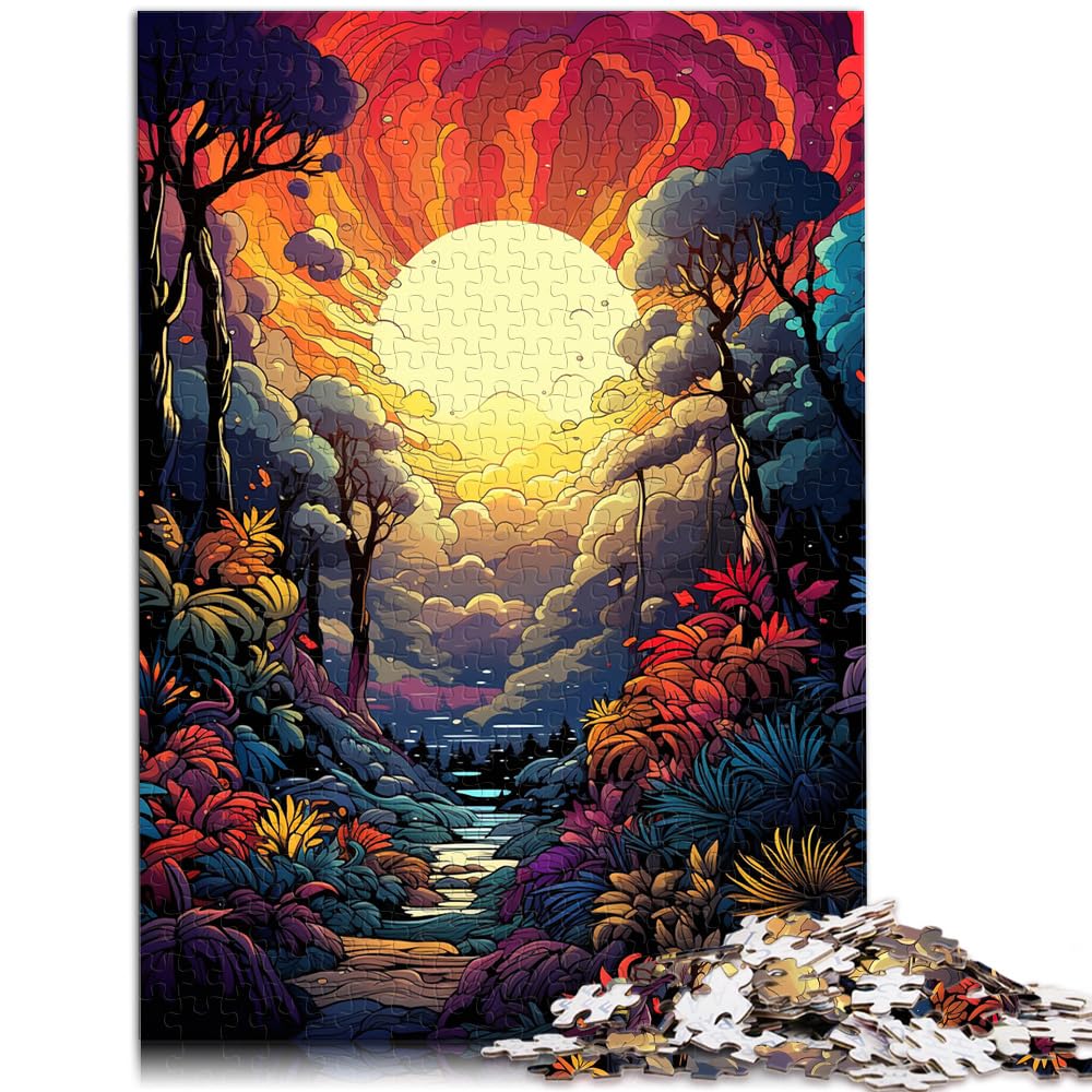 Puzzles Geschenke Spielzeug Bunter Psychedelischer Dschungel 1000 Teile Puzzle für Erwachsene vollständig ineinander greifenden und zufällig geformten Teilen 1000 Teile (50x75cm)