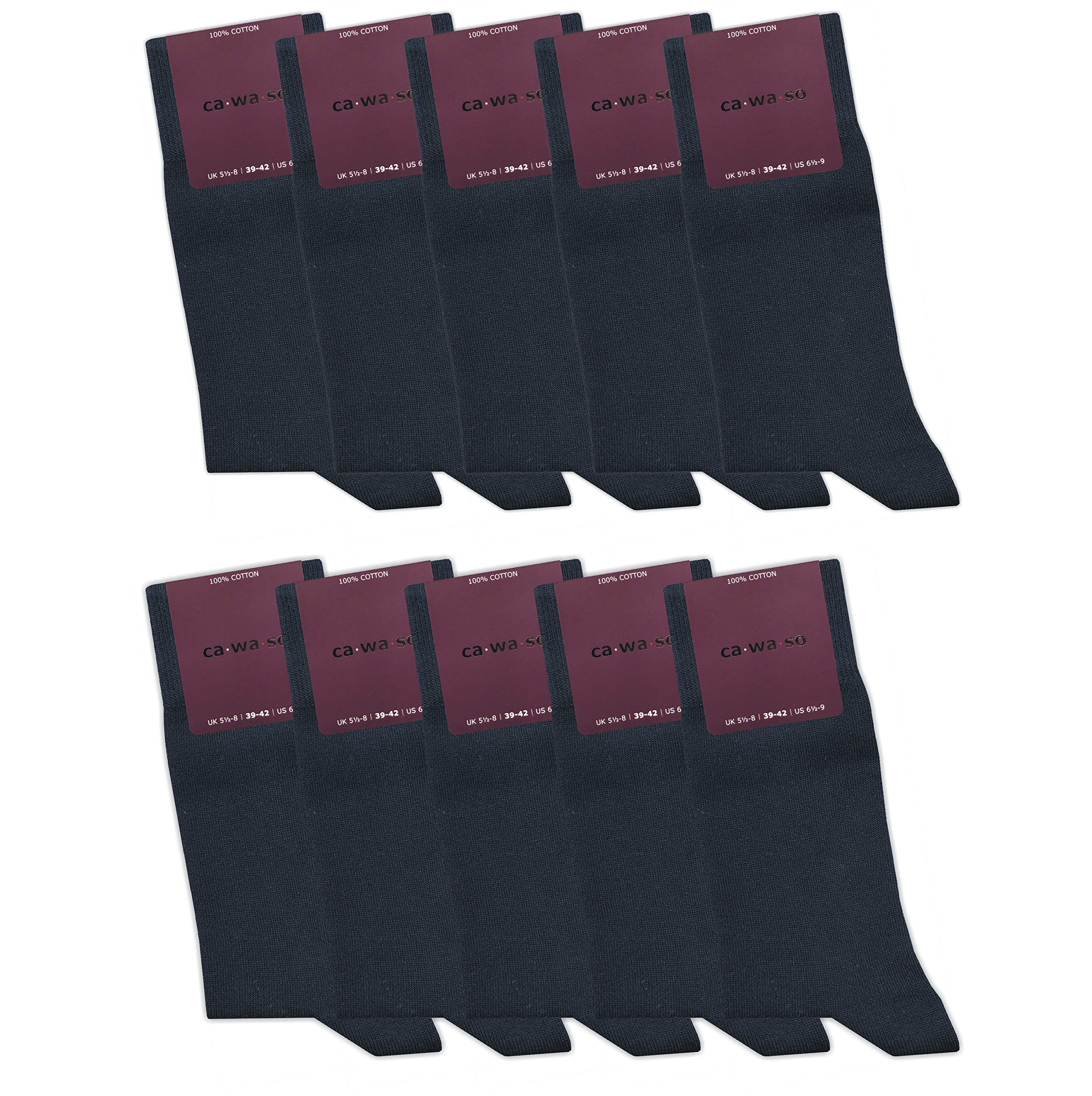 ca·wa·so Damen Socken aus 100% Baumwolle | Reine Baumwollsocken im 10er-Set | Freizeitsocken ohne Naht mit verstärkter Ferse & Spitze (35-38, blau)