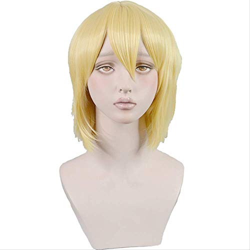 LINLINCD-Anime Coer Wig. Anime Ulysses Jeanne d` Arc an Renkkin Kishi Jeanne d' Arc Perücke Cosplay Kurze goldene hitzebeständige synthetische Haarperücke +Perücke-Kappe