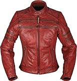 Modeka Iona Damen Motorrad Lederjacke (Red,46)