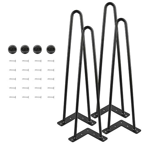 4x Haarnadel Tischbeine Austauschbare Tisch&Schrank Beine für Heimwerker - Mitte des Jahrhunderts Modern Stil - Verfügbar in Höhe von 41cm-71cm - Freie Bodenschoner und Schrauben (41cm - 2 Streben)