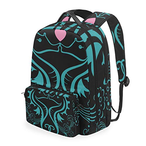 MONTOJ Seahorse Couple Kissing Campus Rucksack mit abnehmbarer Kreuztasche