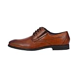 Bugatti Herren Business Halbschuh Aus Leder, Mit Two-tone-finish, Ergonomische Passform Gummizug Derbys, Cognac, 41 EU