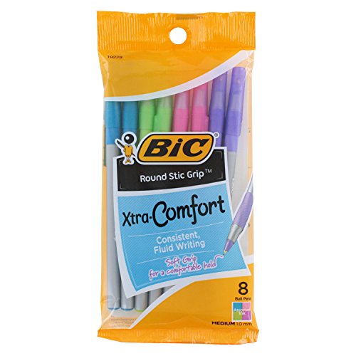 BIC Round Stic Grip Xtra Comfort Fashion Ballpoint Pens, Assorted Fashion Colors by BIC