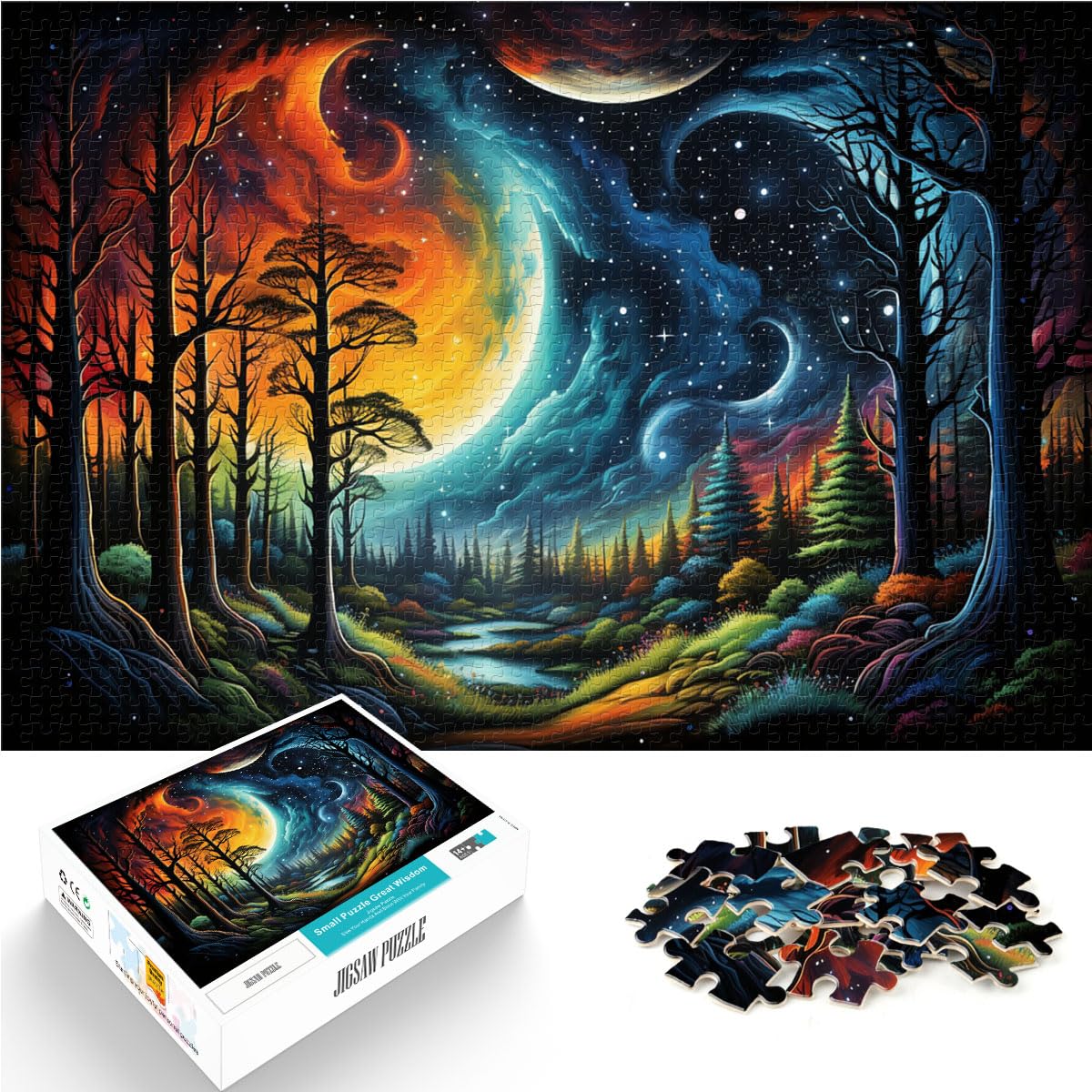 Puzzle | Puzzles Fantasievolle, farbenfrohe Nachtszene, 1000 Teile, Premium-Puzzle, Holzpuzzle, anspruchsvoll, Aber unterhaltsam und humorvoll, 1000 Teile (50 x 75 cm)