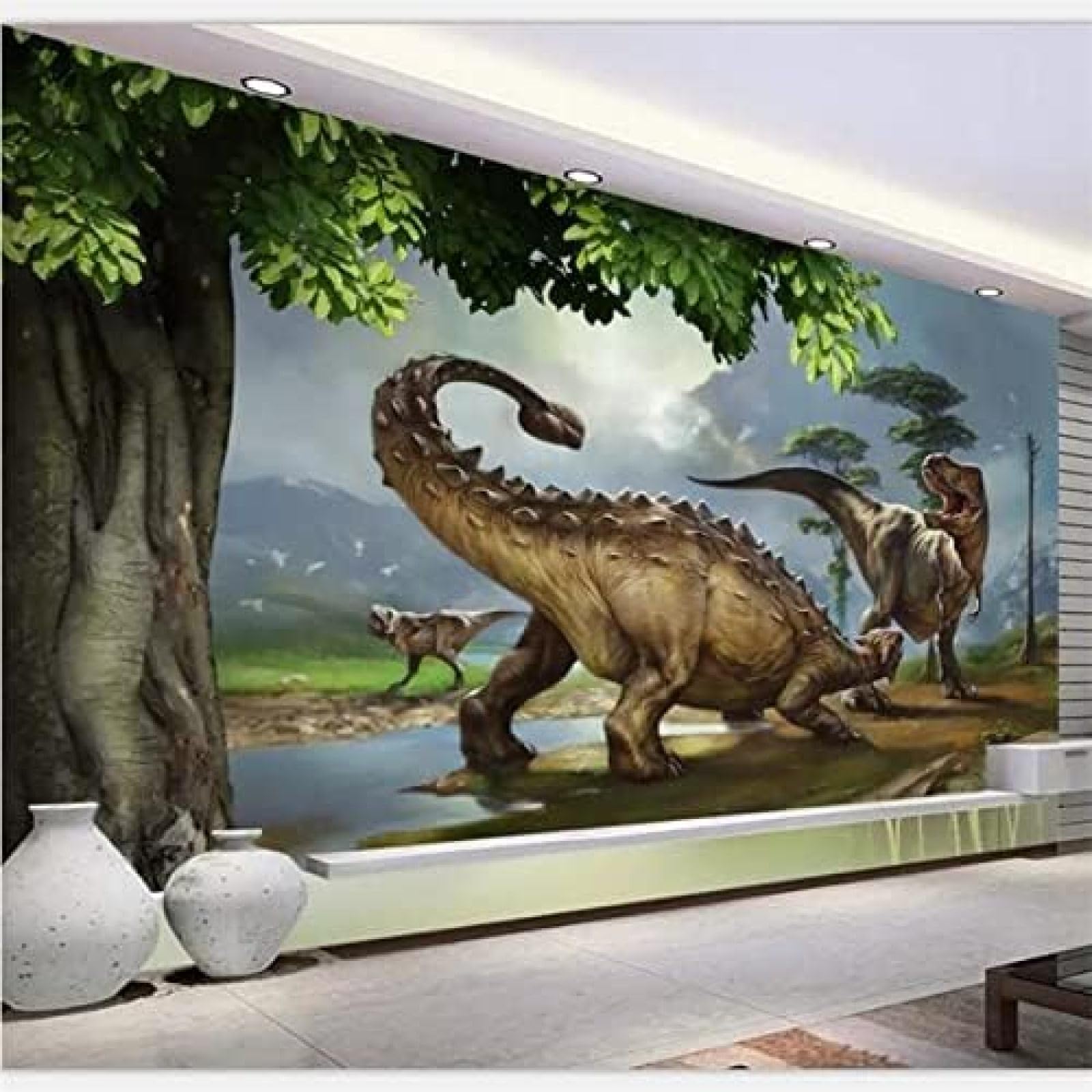 XLMING Dinosaurier 3D Tapete Wohnzimmer Sofa Schlafzimmer Esszimmer Home Dekoration Wand-300cm×210cm