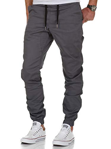 Amaci&Sons Herren Stretch Jogger Basic Chino Jeans Hose Cargo 7002 Dunkelgrau W29