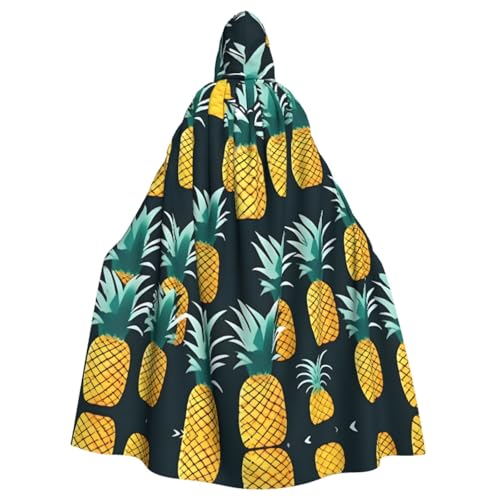 YQxwJL Halloween-Umhang mit Ananas-Druck, für Herren, mit Kapuze, Renaissance-Umhang für Erwachsene, Cosplay, Hexenumhang