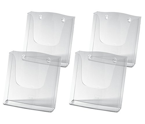 SIGEL LH115/4 Wand-Prospekthalter für DIN A4, aus Acryl, transparent, 4er Pack - weitere Größen