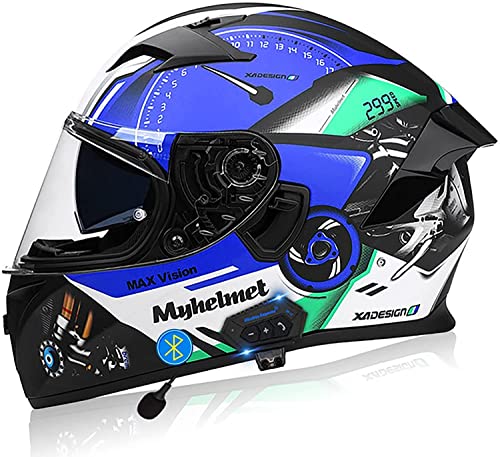 Klapphelm Bluetooth Motorradhelm Integralhelm Für Damen Herren,ECE/DOT Genehmigt Motorrad Integrierter Bluetooth-Helm Motorrad Full Face Helm Rollerhelm Mit Doppelvisier