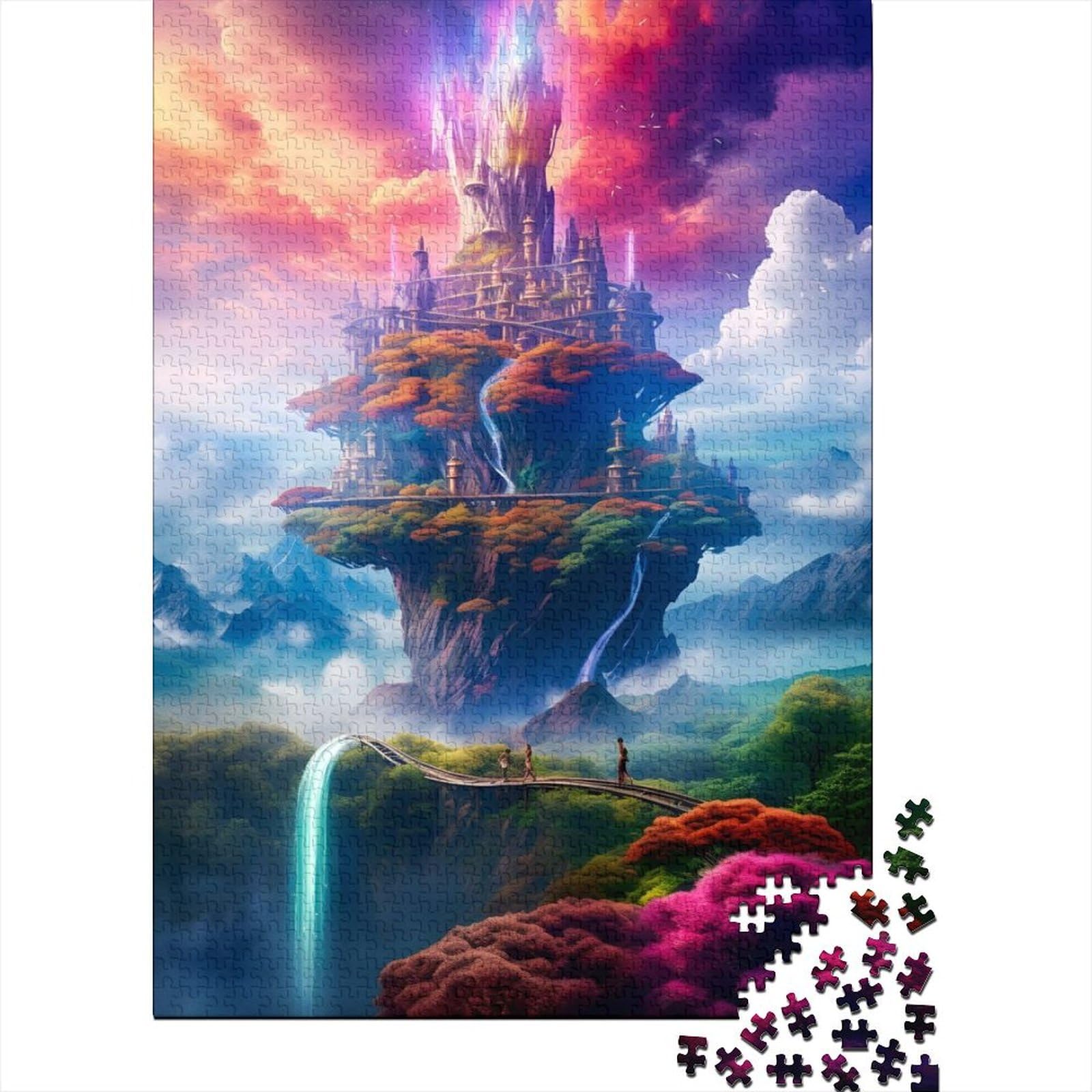 Schwieriges, anspruchsvolles Puzzle mit 1000 Teilen, magische Türme der Natur, Holzpuzzle für Erwachsene, Puzzlespielzeug, Weihnachtspuzzlegeschenke für Frauen, 75 x 50 cm