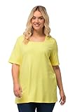 Ulla Popken Damen große Größen Übergrößen Plus Size T-Shirt, A-Linie, Carree-Ausschnitt, Halbarm zitronengelb 50+ 807286605-50+