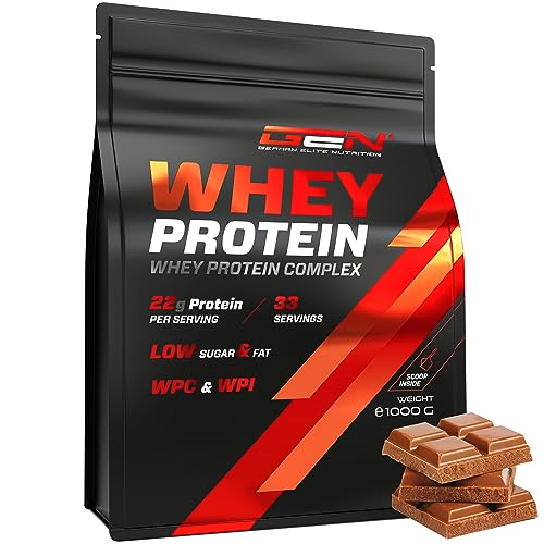 Whey Protein Pulver - 1000 g (Chocolate) - Mit Isolate Anteil - Instant lösliches Eiweiss Protein Pulver mit BCAA & EAA - German Elite Nutrition