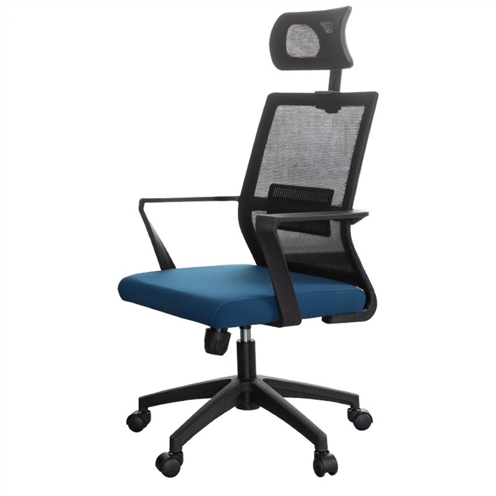 FUHAI-666 Bürostühle Ergonomischer Netzstuhl mit hoher Rückenlehne, Lendenwirbelstütze und Verstellbarer Kopfstütze. Rollbarer Arbeitsdrehstuhl Schreibtischstuhl(Blue)